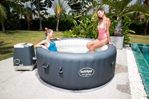 SaluSpa Miami AirJet Inflatable Hot Tub is an affordable 4-person hot tub, best suited for couples. It is easy to setup and easy to maintain. Even with only bubble jets installed, it can still deliver a soothing whole-body massage as you relax