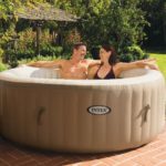 Intex Pure Spa 4 Person Inflatable Portable Hot Tub with 6 Filter Cartridges