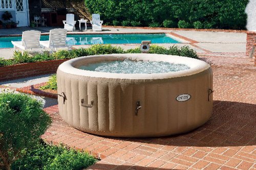 Intex Pure Spa 4 Person Inflatable Portable Hot Tub with 6 Filter Cartridges