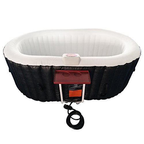 ALEKO-HTIO2BKW-Oval-Inflatable-Hot-Tub-Spa-with-Drink-Tray-and-Cover-2-Person-Portable-Hot-Tub-145-Gallon-Black-and-White-0