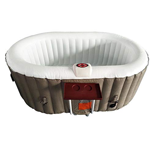 ALEKO-HTIO2BRWH-Oval-Inflatable-Hot-Tub-Spa-with-Drink-Tray-and-Cover-2-Person-Portable-Hot-Tub-145-Gallon-Brown-and-White-0