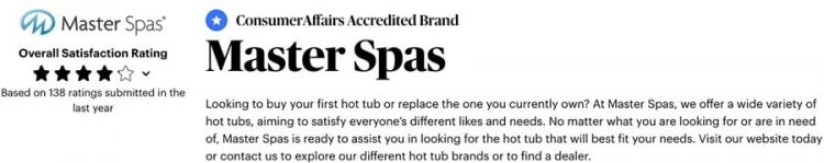 Master Spas Reviews and ratings