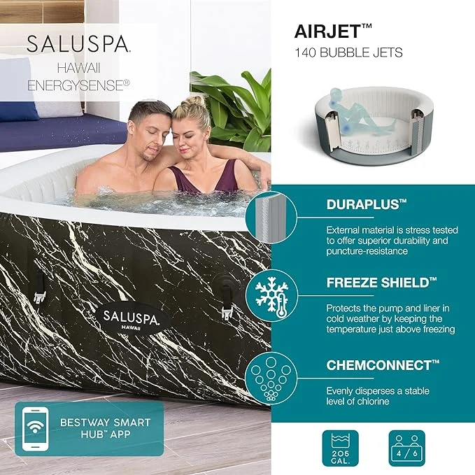 Bestway SaluSpa Hawaii Smart Luxe AirJet 4-6 Persons Hot Tub