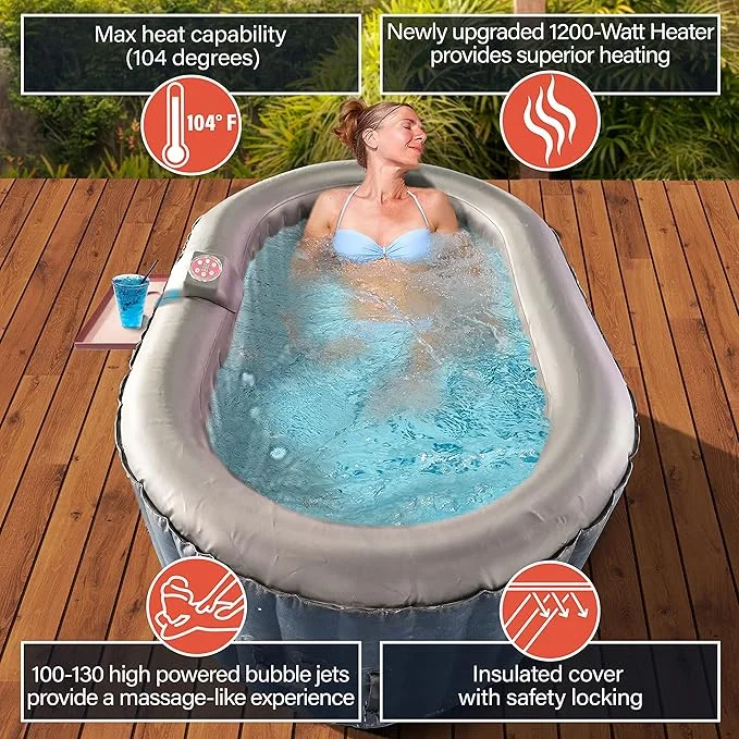 ALEKO HTIO2BRWH Inflatable Hot Tub 145 Gallon Spa