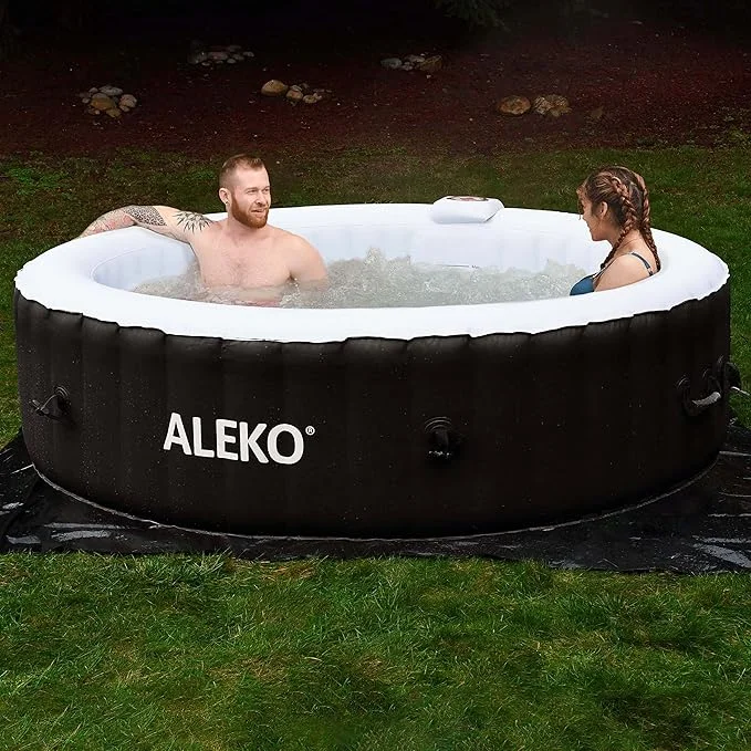 ALEKO HTIR6BKW 265 Gallon Inflatable Hot Tub, Black and White