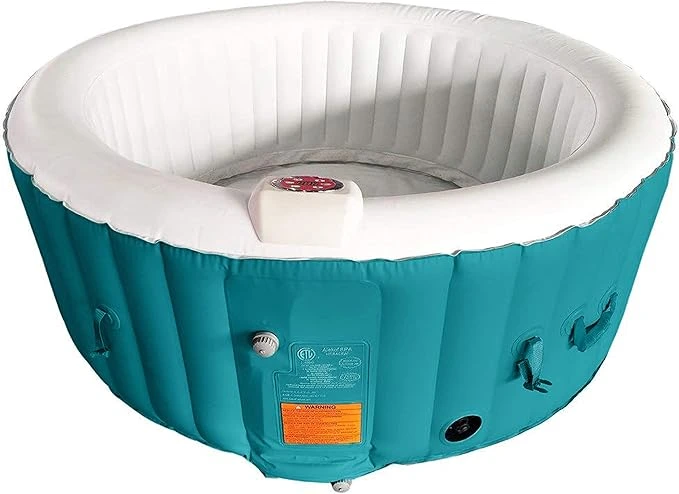 ALEKO 210 Gallon 4 Person Round Inflatable Hot Tub, Blue/White