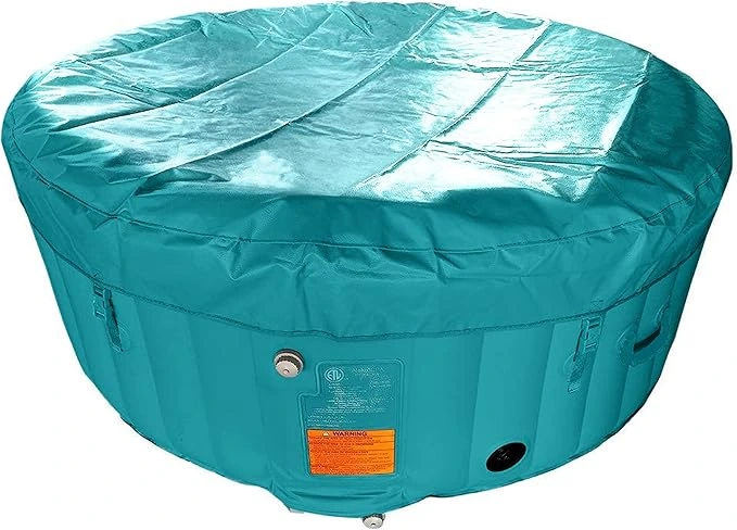 ALEKO 210 Gallon 4 Person Round Inflatable Hot Tub, Blue/White