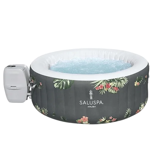 Bestway Aruba AirJet SaluSpa 3 Person Round Inflatable Hot Tub, Gray