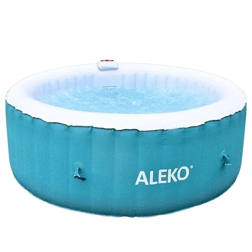 ALEKO 210 Gallon 4 Person Round Inflatable Hot Tub, Blue/White