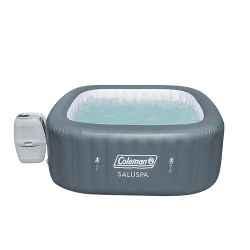 Coleman AirJet SaluSpa 4 to 6 Person Square Inflatable Hot Tub, Gray